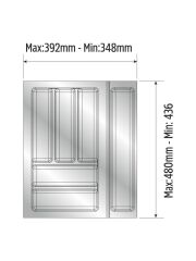 TRAYBOND Ayarlanabilir Modüler Kaşıklık Antrasit 45cm Çekmece İçin