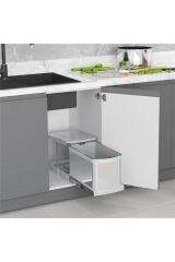 Starax S-2574 Paslanmaz Gövde Raylı Çöp Kovası 16 Lt Gri