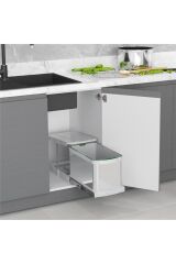 Starax S-2574 Paslanmaz Gövde Raylı Çöp Kovası 16 Lt Gri