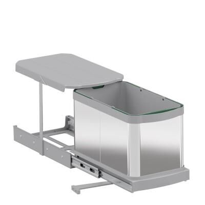 Starax S-2574 Paslanmaz Gövde Raylı Çöp Kovası 16 Lt Gri