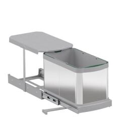 Starax S-2574 Paslanmaz Gövde Raylı Çöp Kovası 16 Lt Gri